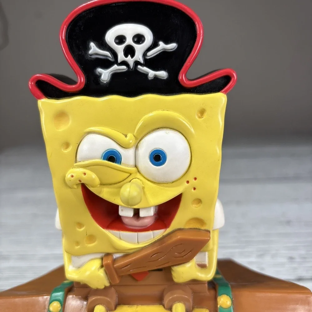 Sponge Bob Square Pants Pirate Alarm Clock & Coin Penny‎ Bank 2006 Viacom